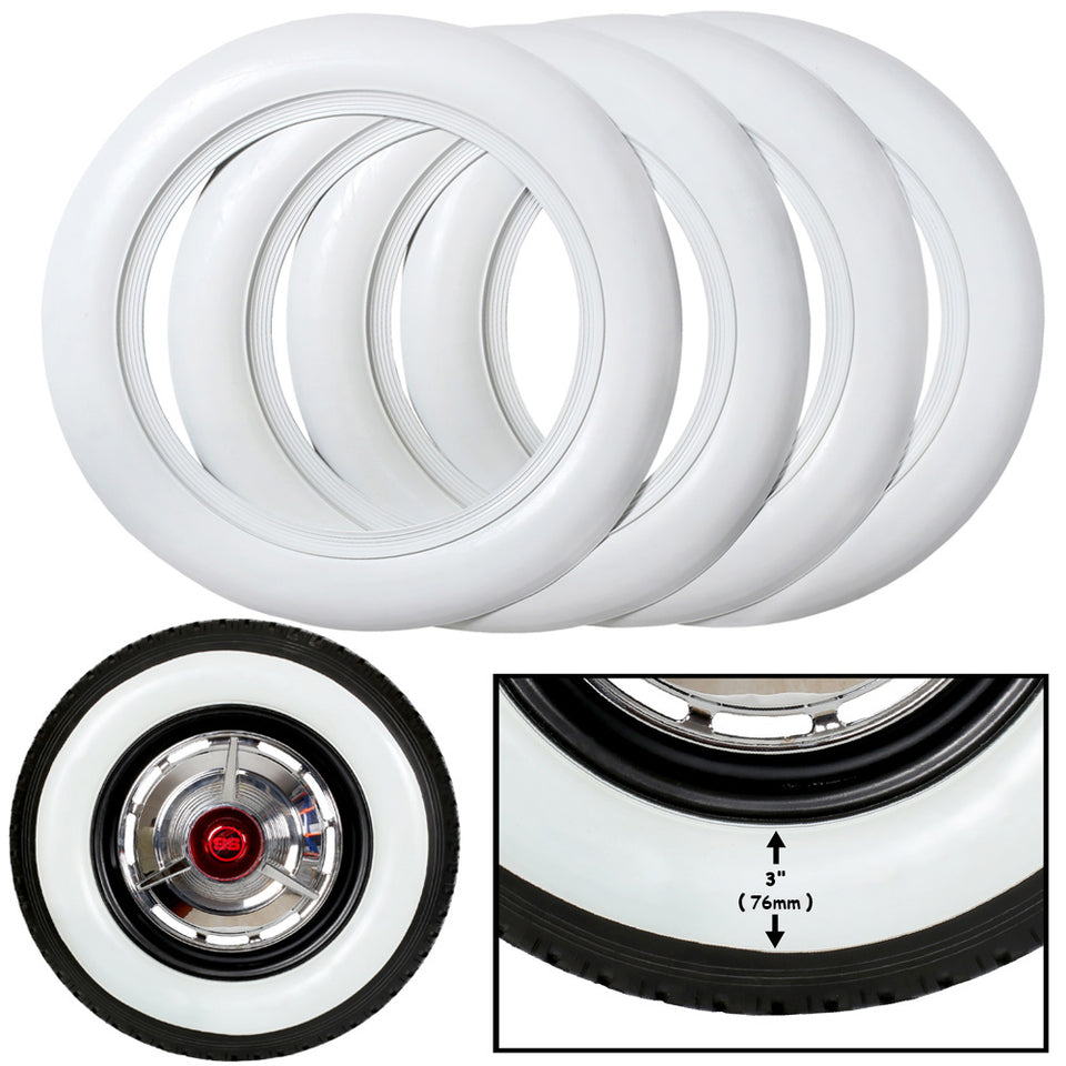 Set Da 4 Inserti Per Pareti Laterali Bianche Per Pneumatici Da 15 Pollici – Finto Bianco Per Auto – Larghezza Visibile 4,4 Cm