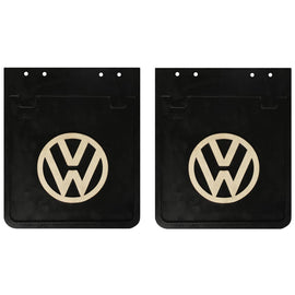 Vw Black Mud Flaps with White logo Fit For Bus, Splitscreen, Type 2 - Classic Parts Depot