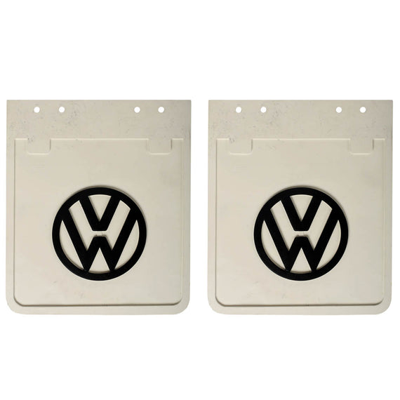 Vw White Mud Flaps with Black logo Fit For Bus, Splitscreen, Type 2